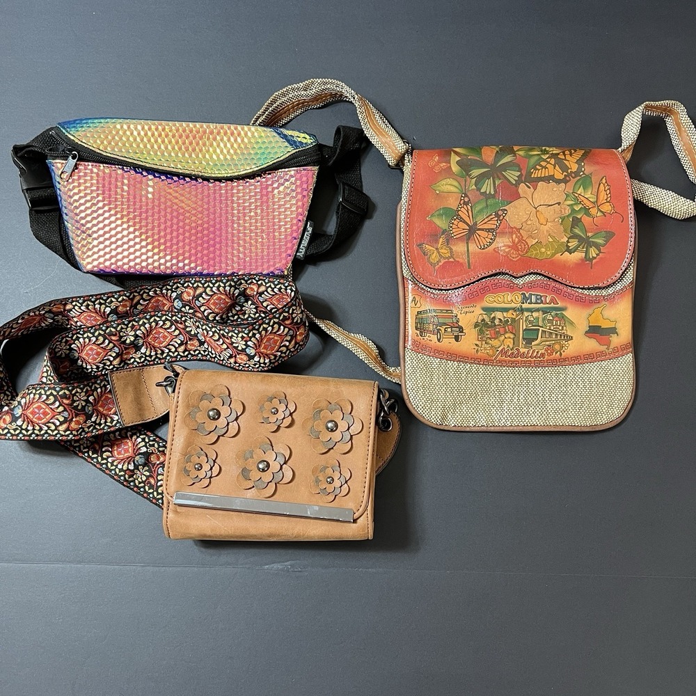 Lot of 3 Women's Purses Handbags Hippie BOHO Vacation Fanny Pack